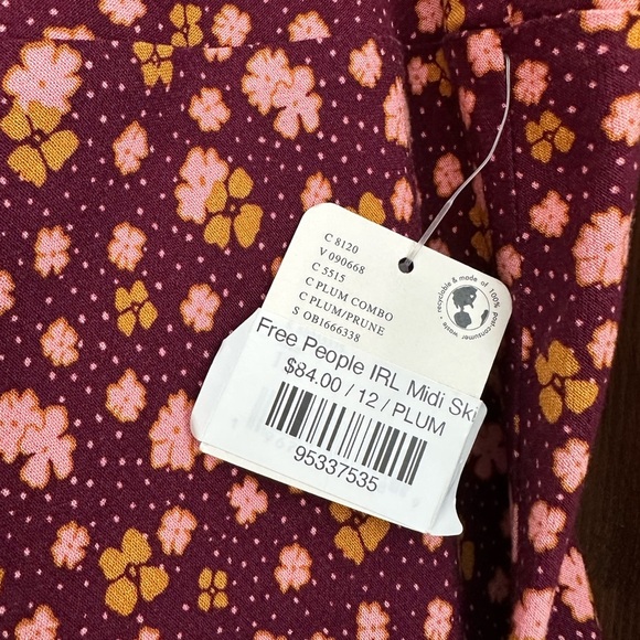 NWT Free People Floral Midi Skirt - Picture 9 of 12